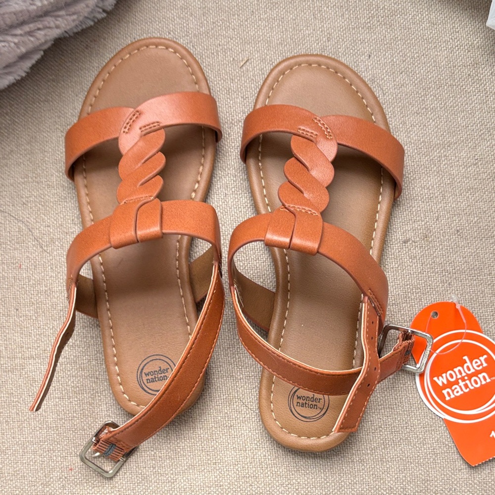 wonder nation Cognac Braided-Strap Slingback Sandals